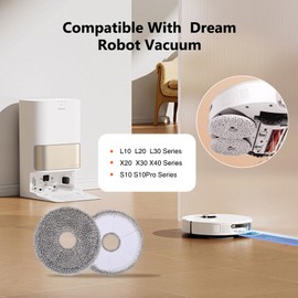 Lunareth Robot Vacuum Mop Pads, Compatible with Dreame X40 Ultra, L10s Ultra, L10s Pro Ultra, L10s Plus, L40 Ultra, L30 Ultra, X30 Ultra, L20 Ultra – Reusable & Washable Wet Mopping Pads (6Pcs)