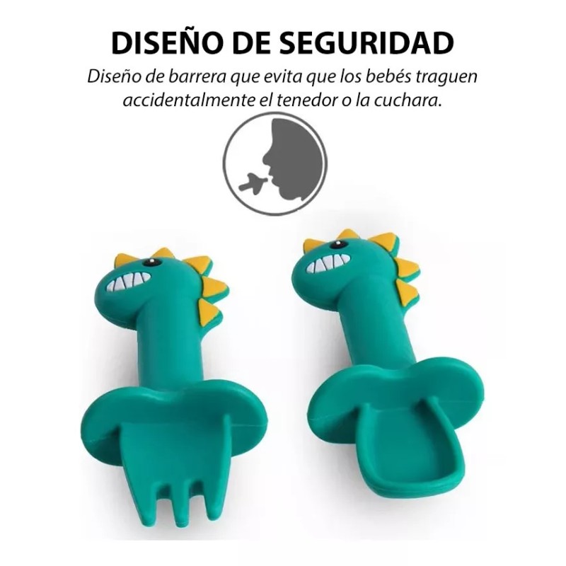 Luxury Duo Cubierto De Bebes Tenedor Cuchara Anti-asfixia Papilla