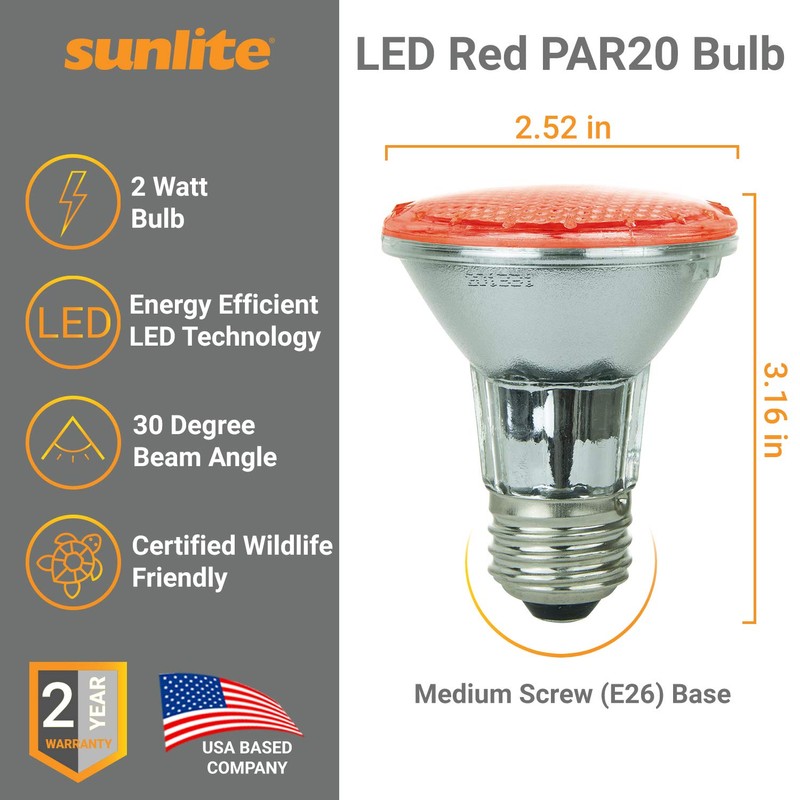 Sunlite 80003-SU LED PAR20 Colored Wildlife Friendly Light Bulb, 2