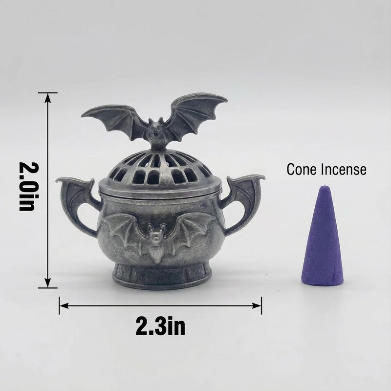 2 Pack Mini Cone Incense Holder MetalBat-Shaped Incense Burner for