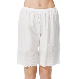 BEAUTELICATE Women's Petti Pants, Cotton, Inner Pants, Anti-Static, Sweat Absorbent, Quick Drying, Show-off Pants, Loungewear, Room Wear, Bottoms, Lace Hem, White, M