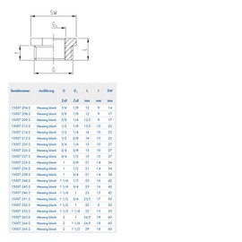 ABA Beul 15007.264.2 Hexagonal Reducer 2" x 1 1/4" Brass
