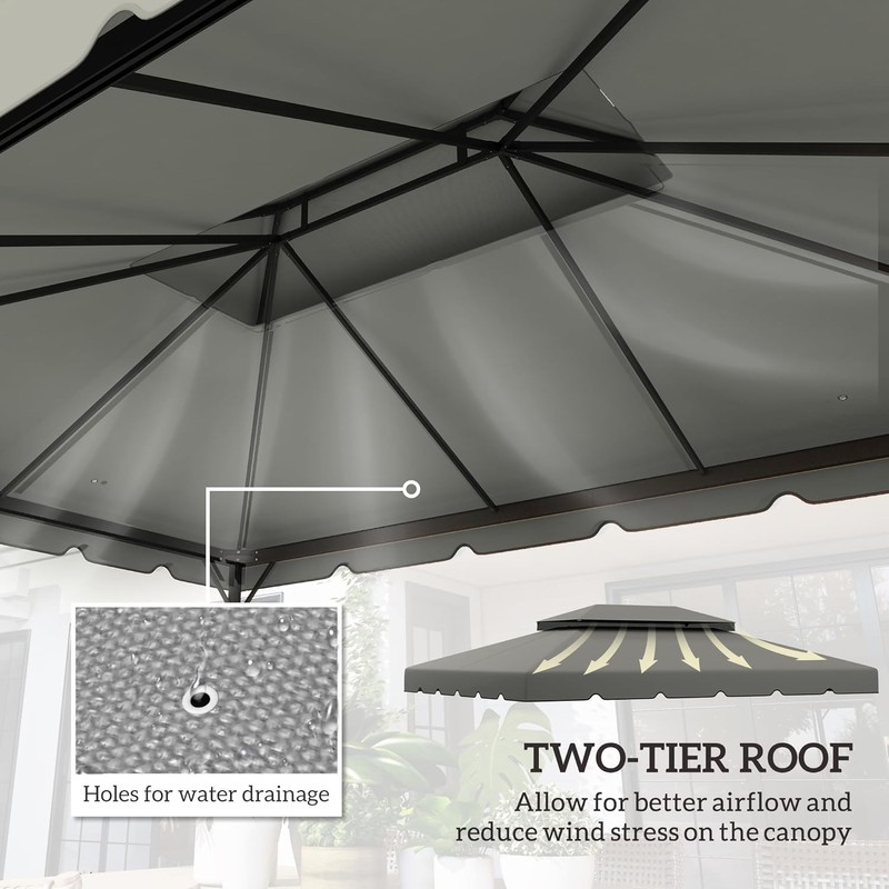 Outsunny 13' x 10' Gazebo Replacement Canopy, Gazebo Top Cover