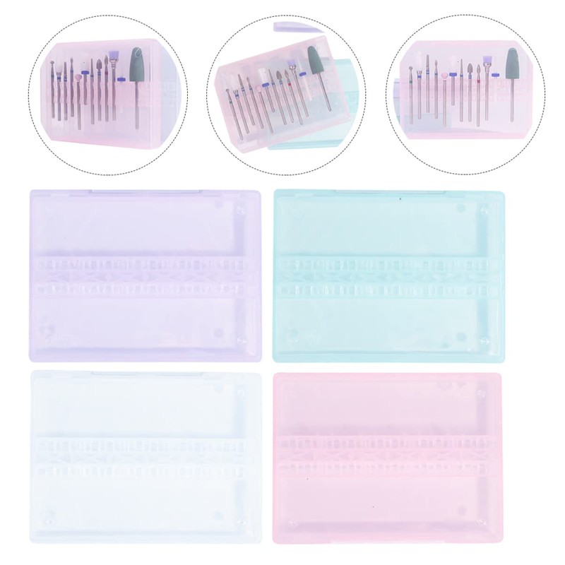 Outanaya 4pcs Nail Kit Grinding Heads Organizer Manicure Tool Boxes