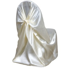 Balsa Circle 10 pcs Ivory Universal Satin Chair Covers Slipcovers for Wedding Party Ceremony Reception Decorations