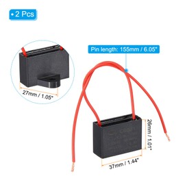 PATIKIL 1.5uF 450 V CBB61 Capacitor, 2Pcs Ceiling Fan Capacitor Motor Starting Capacitor Metalized Polypropylene Film Capacitors for Ceiling Fan Motor, Black