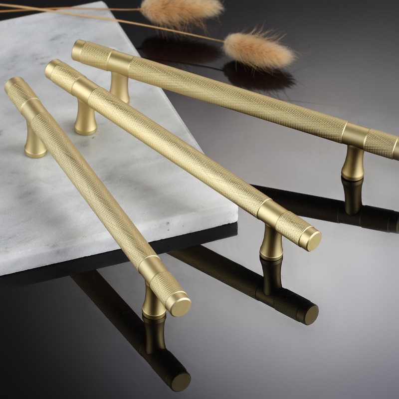 AITITAN 10 Pack Gold Kitchen Handles - Knurled, 192mm Hole