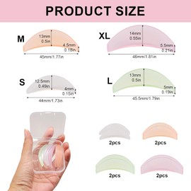4 pares de protectores de pestañas con almohadillas planas de silicona, varillas para permanente de pestañas en 4 tamaños (SML y XL), protectores asiáticos planos para rizado profesional de pes