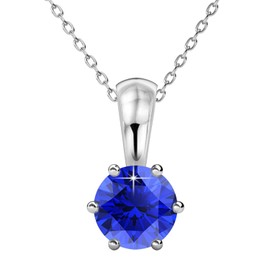 Cate & Chloe 18k White Gold Plated Birthstone Necklaces for Women, Silver Necklace for Women, White Gold Pendant Necklace with Round Cut Solitaire Crystals, Fashion Jewelry for Women, White Gold