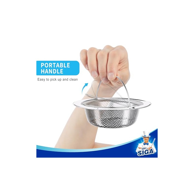 MR.SIGA Kitchen Sink Strainer, Stainless Steel Sink Drain Strainer, Dishwasher