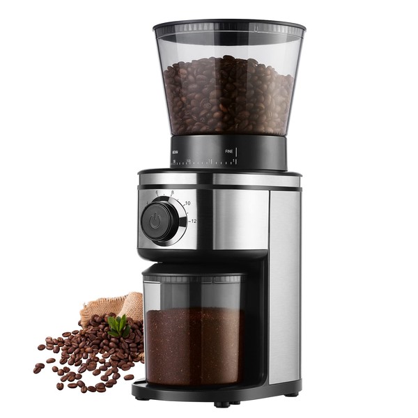 Ollygrin Coffee Bean Burr Mill Grinder, Electric and Automatic Conical Burr Coffee Grinder With 30 Adjustable Grind Settings For 2-12 Cups