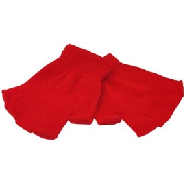 WS Accessories 1 Pair of Kids Unisex Fingerless Gloves [Red]