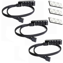 3 Pieces 4-Pin Fan Splitter Cable, PWM Fan Hub, 5-Port Fan Hub and 4-Port Fan Hub, PWM CPU Splitter Adapter Cable for 12V Desktop Computer Cooler Case Fan (PC Hub) (5 Way 3)