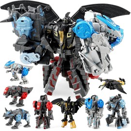 JONEG Transforming Robot Dinosaur Toys - Dinosaur Toys, 4-in-1 STEM Toy Dinosaur Transform to Robot, 11 Shapes Transforming, Birthday Gifts for Kids Boys Girls Age 5 6 7 8 9 10 Year Old