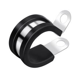 PADTON 25 Pack 3/4 Inch Stainless Steel Cable Clamps, Metal Pipe Clamps Wire Clamps Conduit clamps for Tube, Pipe or Wire Loom Installation, Rubber Cussioned