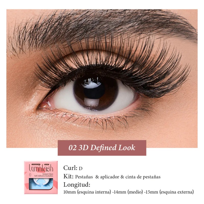 Luminlash Extensiones De Pestañas Pestañas Autoadhesi 02 Look 3d Definido