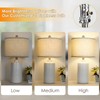 JUNNAI White Ceramic Table Lamp with Beige Shade: 3-Way Dimmable