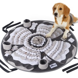 IEUUMLER Sniffing Rug Dog, Washable Training Mat, Non-Slip Feeding Mat, Intelligence Toy for Dogs, Promotes Natural Foraging, Stress Relief & Health FC017 (Grey & White)