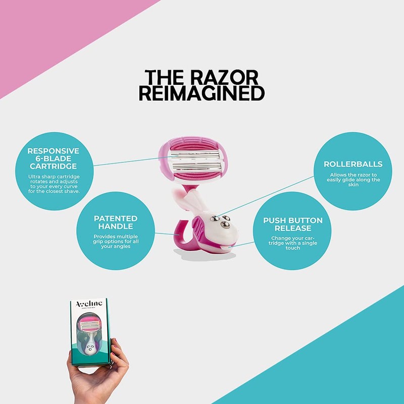 Aveline Women's Razor with 6-Blade Lubricated Cartridge - Multi-Grip Handle