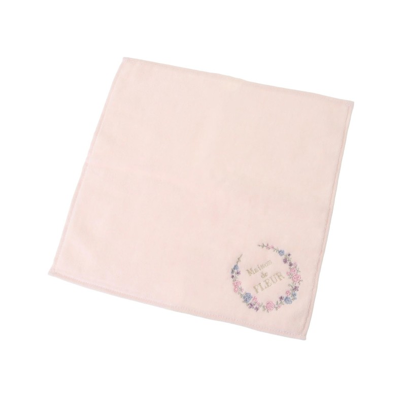 Maison de Fleur Handkerchief Towel, Flower Frame Embroidered Towel Handkerchief,