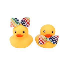 Pride Themed Yellow Rubber Duck Ducks - Multi Colored Polka Dot Rainbow - Individual or Pack of 2 (Both Ducks)