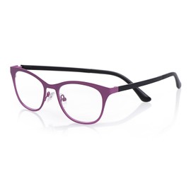 eyebobs Irregular Curves Women's Premium Readers, Pink Stainless Steel Front with Black Nylon Temples in a Matte Finish, 2.75 Magnification