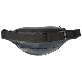 Genuine Leather Fanny Pack Pouch Waist Bag Slim Design (Navy Blue)