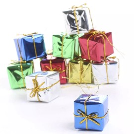 Unbranded Lot of 48 Miniature 1-1/4" Assorted Foil Gift Boxes for Christmas & Holiday