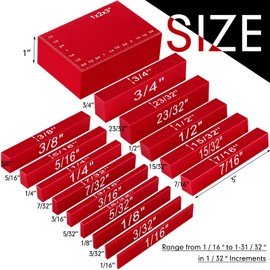 Setup Blocks Height Gauge Set, 15 Pieces Precision Saw Kit Drill Press Table Router Setup Blocks Woodworking Woodpeckers Tool Setup Bars Accessories Aluminum Square Laser Engraved Size Markings (Red)