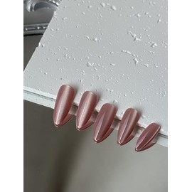 YTETUOE Press On Nails, 48pcs Hands and Feet Full Set Kit with Gel DIY Tools, Cat Eye Style, Salon-Quality Fake Nails Tip (Pink Cat Eye)