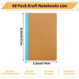 MIVIDE 48 Pack A5 Kraft Notebooks, Colourful Spine Lined Journal Bulk Pack 8.3 x 5.5 inch Notebooks 60 Pages, Travel Notebooks for Writing, Making Plans, School Office Supplies