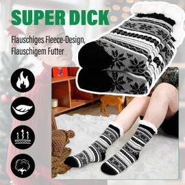 ZAKASA Cuddly Socks Men's House Socks Stopper Socks: Warm Winter Slippers Socks Men Hut Socks ABS Christmas Socks Thick Socks with Nubs 1 Pair, gray