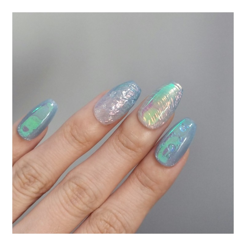Scallop Blue Uru Handmade Nail Tips - Petit Square /
