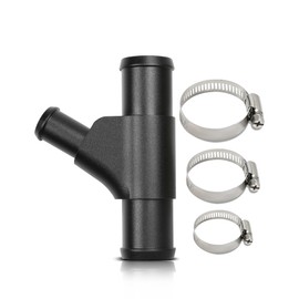 Upgraded Radiator Coolant Y-Pipe(Black), Weldless Aluminum Coolant Hose Connector Pipe, Fit for Ford F-250 F-350 F-450 F-550 Super Duty 6.0L Powerstroke Diesel Engine 2003 2004 2005 2006 2007