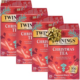 Twinings Christmas Tea - Black Tea Blended with Spicy and Aromatic Clove and Cinnamon, Tea Bags Individually Wrapped, 20 Count Ea (Pack of 4)