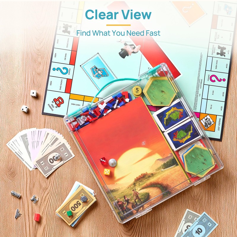 Vtopmart 3 Pack Board Game Storage with Handle and Snap-Tight