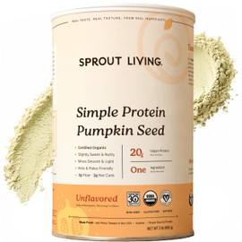 Sprout Living- “Polvo de Proteína de Semilla de Calabaza Simple, 20 Gramos de Proteína Orgánica a Base de Plantas en Polvo Sin Artificial