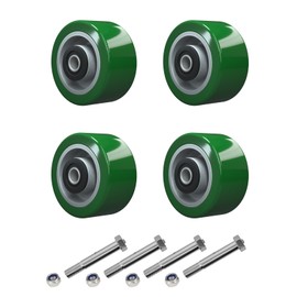 LONGRUNFORU 4" x 2" Industrial Casters, Polyurethane on Aluminum Wheel, Roller Bearing-1/2" Bore, Set of 4 Heavy Duty Caster Wheel with 3200 lbs Capacity(4 Pack)