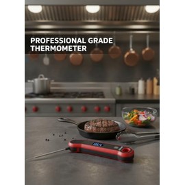Termómetro digital para carne de lectura instantánea de 0.5 segundos con rotación automática, pantalla LCD grande y modo de suspensión, precisión de ±