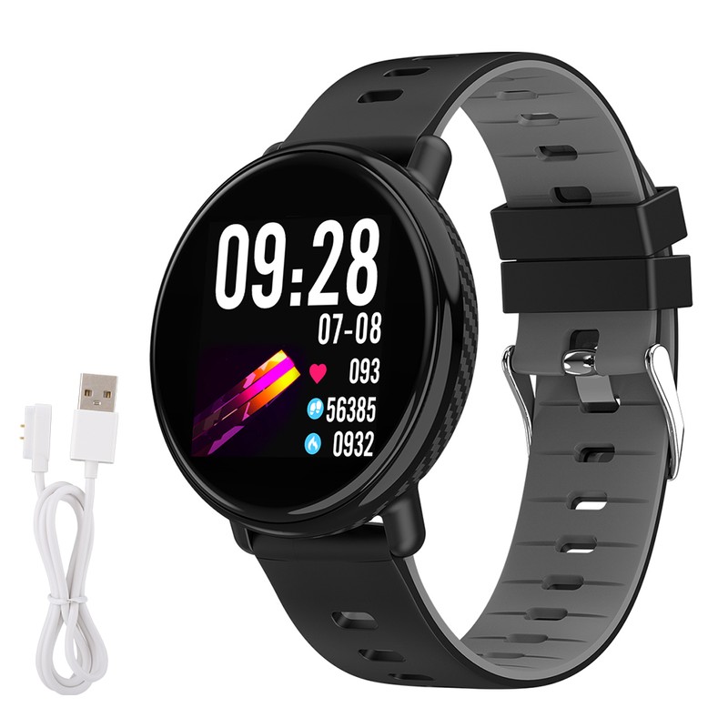 K1 1.3Inch Heart Rate Sleeping Monitor IP68 Waterproof Smartwatch(Black Gray)
