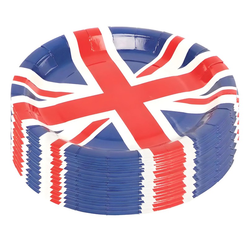 Smiffys Union Jack Round Paper Plates 22.5cm – 8 Pack