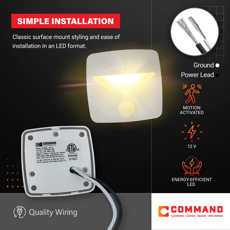 Command Electronics 12V LED Motion Activated Step Light – Surface