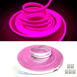 dobestyou Neon LED Strip Lights，5M Pink 12V DC 600 SMD2835 LEDs Waterproof Rope Light for Indoor Outdoor Home Decoration（ with Power Adapter）