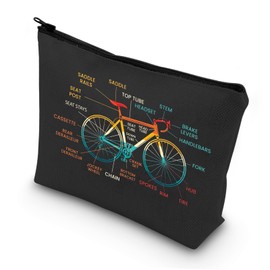 LEVLO Cyclists Bike Cosmetic Makeup Bag Cycling Lover Gift Cycling Biker Rider Zipper Pouch Bag Bike Lover Merchandise, Bike Black