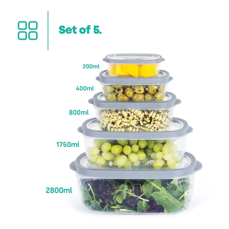 LIVIVO 5pc Stacking Food Storage Containers Set with Fitted Airtight