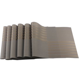 Uniturcky Crossweave Woven Vinyl Non-Slip Insulation Placemat Table Heat Insulation Stain-Resistant Washable Table Mats Set of 6 - (6,Brown)