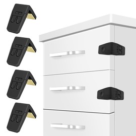 FYY Cabinet Locks for Babies - 4 Pack Child Proof Cabinet Locks Child Safety Locks for Cabinets Baby Proofing Angle Type Drawer Locks Latches with Strong Adhesive for Drawers Doors Cabinets Black