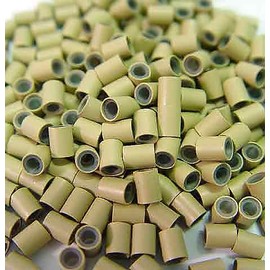 HAIR DE VILLE 500 PCS 3.5mm Blonde Color Silicone Lined Copper Micro Tube Ring For I Tipped Human Hair Extension