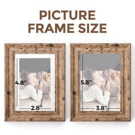 TWING 4x6 Picture Frames Set of 6, Rustic Farmhouse Picture Frame 3x5 with Mat or 4x6 Without Mat, Tabletop Display and Wall Mounting Home Decorative collage picture Photo Frames Wood Brown,Walnut
