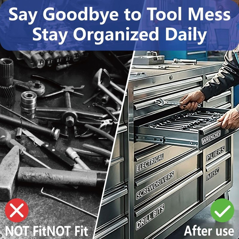 Magnetic Tool Box Labels 12 Pack, Reusable Magnetic Toolbox Labels